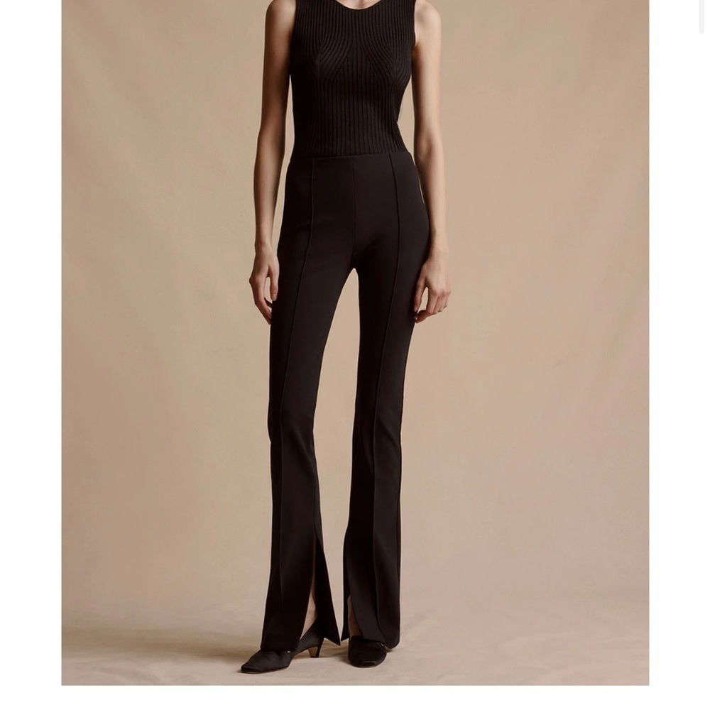 Adam Lippes Bonded Neoprene Slit Flare Pant